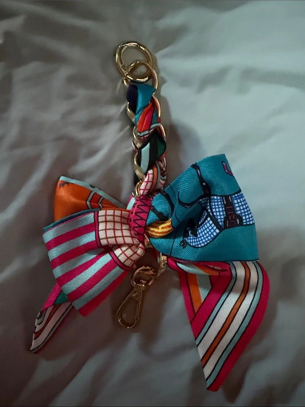 Multicolor Bow Keychain Charm - Women Accessories